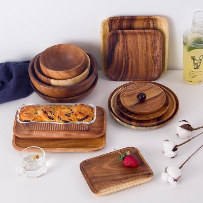 China Multi Sustainable Wooden Shape Home Kitchen Dessert And Fruit Tea Wooden Serving Tray for sale