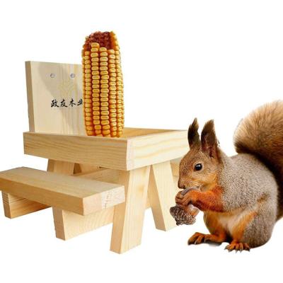 China Viable Custom Design Beautiful Luxury Mini Squirrel Picnic Table Wood Pet Bowls And Feeders for sale