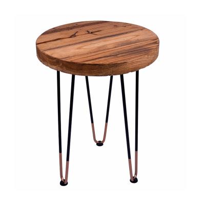 China Solid Wood Round Coffee Table Farmhouse Side Table Round Outdoor Metal Garden Table for sale