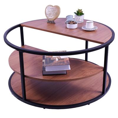 China Retro farmhouse cheap round table, household living room furniture, metal particle board coffee table for sale