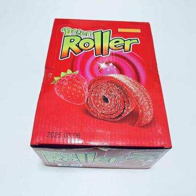 China Wholesale Natural Colorful Sour Chewy Fruity Soft Sour Belt Candy Roll Candy Belts Halal Candy for sale