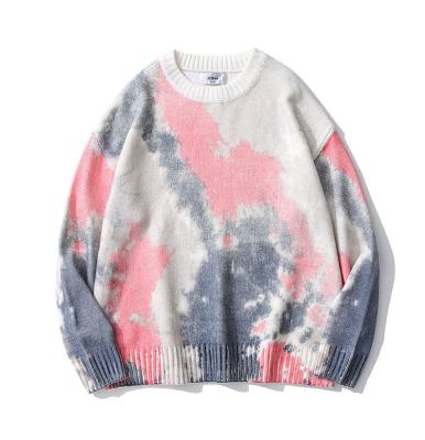 China Latest Fashion Designs QUICK DRY Loose Knit Tie Dye Around Neck Mens Pullover Sweater for sale