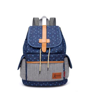 China New Waterproof Women Denim Canvas Rucksack Drawstring School Bag For Teenagers Girls Small Backpack Rucksack for sale