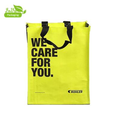 China Reusable PP Woven Handled Lamination Shopping Bag Vinyl Tote Reusable Shopping Bag for sale