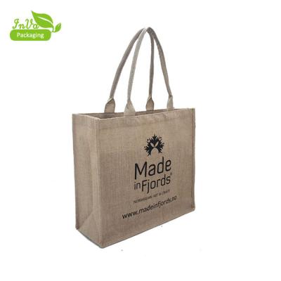 China Wholesale Jute Grocery Bag Burlap Beach Tote Bag Hemp Handled Shopping Bags for sale