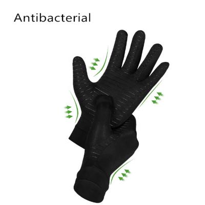 China 2020 Latest Protection Style Full Copper Ion Infused In Finger Stock Copper Chat Unisex Copper Gloves for sale