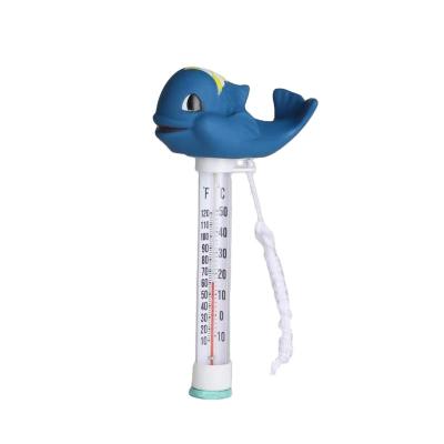 China Water Treatment Swimming Pool Pond Water Thermometer Baby Pool Blue Whale Floating Thermometer for sale