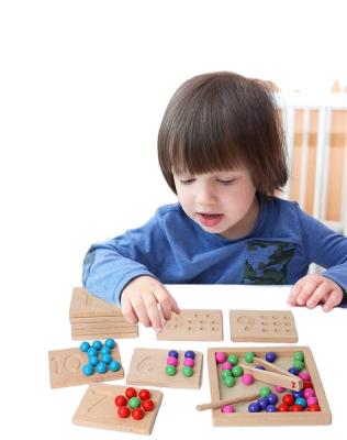 China Learning Bump Wooden Groove Blinds Writing Practice Board Early Education Montessori Digital Charts Cut Bead Arithmetic for sale