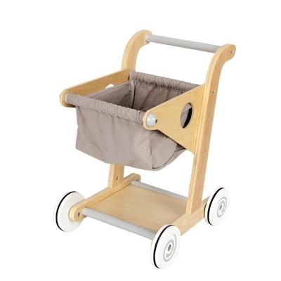 China Early Education Baby Simulation Shopping Cart Toddler Game Room Wooden Educational Cake Cart Wooden Children's Toys for sale