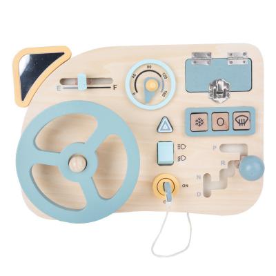 China Multi-functional Toy Wooden Car music steering wheel busy board early education children's early education busy board open toy for sale