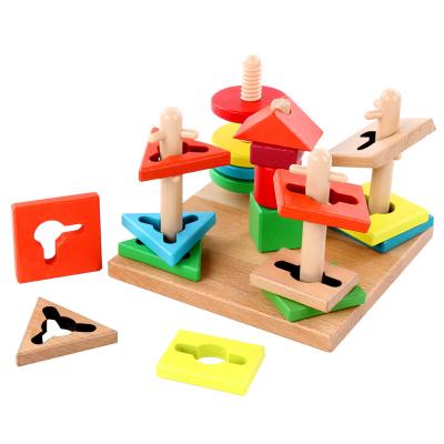 China Five Sets Of Pillar Building Blocks Baby Geometric Shape Knowledge Children Study Matching Toys for sale