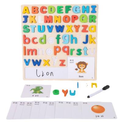 China Kids Learning Matching Children's Number Knowledge Number Operation Tangram and Letter Board Baby Shape Puzzle Educational Wooden Toy for sale