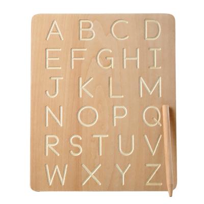 China Learning Wooden English Alphabet Braille Board Bump Description Board Practice Word Educational Toys for sale