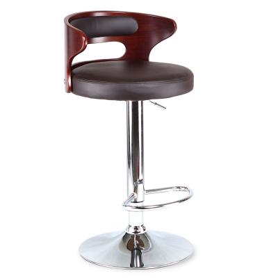 China Leather Bar Stool With Walnut Leather Bentwood Faux Leather Height Adjustable Swivel Chairs Ergonomic Tall Back Bar Stool for sale