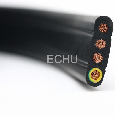 China Flat Flexible Traveling Cable for Crane or Conveyor in Black Jacket for sale