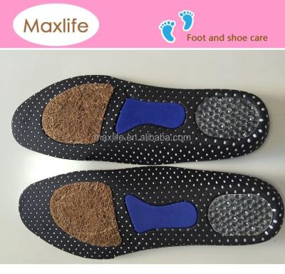 China Anatomic footbed with maximum absorbency coconut fiber mesh and EVA shock absorb TPR heel arch support sport insole for sale