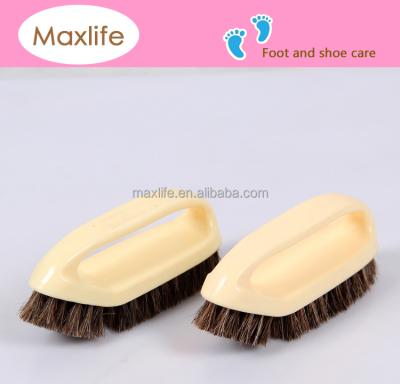 China Easy Clean Plastic Handle Horse Hair Cleaning Polish Nifty Brush Horse Mane Shoe Brush (Beige) for sale