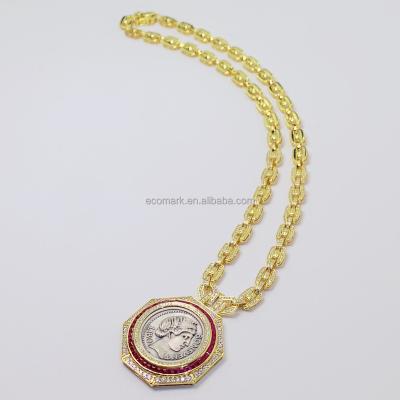 China Vintage Hypoallergenic 925 Sterling Silver Crystal Coin Necklace 18k Gold Coin Chain Necklace for sale