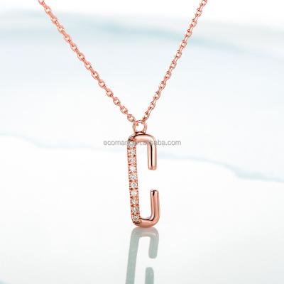 China 1K Gold Diamond C Letter Necklace Classic Initial Alphabet Necklace for sale