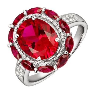 China New Fashion Trend S925 Romantic Silver Oval Cut Red Stone Ring Women's Red Rings for sale