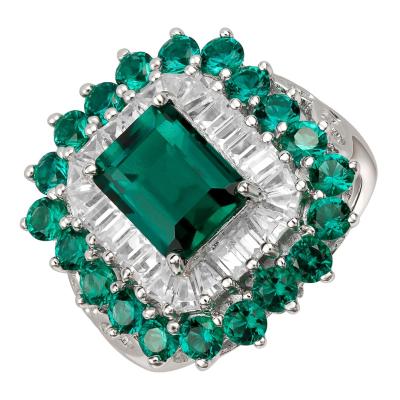 China Trendy Fashion Allure Simple Cut Two Tone Green Ring 925 Sterling Silver Lab Developed Green Ring for sale