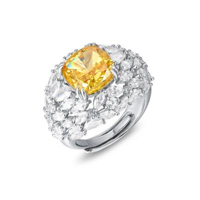 China FASHIONABLE Zircon Engagement Ring Stone Ring Gold Plated Yellow Stone Jewelry 925 Sterling Silver Ring for sale