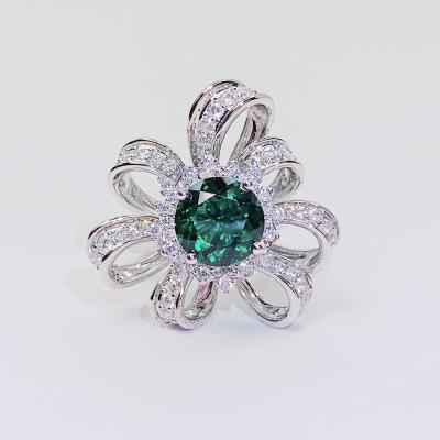 China Luxury High Quality 6925 Silver Flower Ring Grow Ring Jewelry Green Green Silver 925 Green Bridal Rings Wholesale for sale