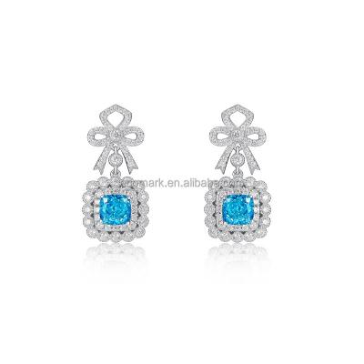 China 2023 Fashion jewelry soft gold CLASSIC women blue stone earrings pla earings bow earrings for sale