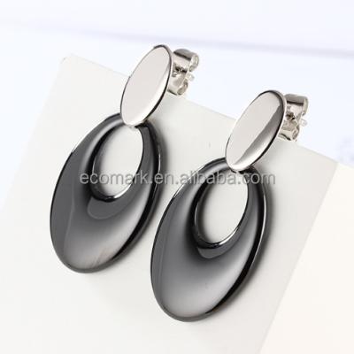 China Funky Geometry Creative Weekly Geometry Silver Black Ceramic Hyperbola Earrings For Women Drop Earring for sale