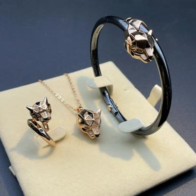 China Black Leopard 925 Hiphop Hiphop Silver Ceramic Jewelry Set Fine Jewelry Sets For Women for sale