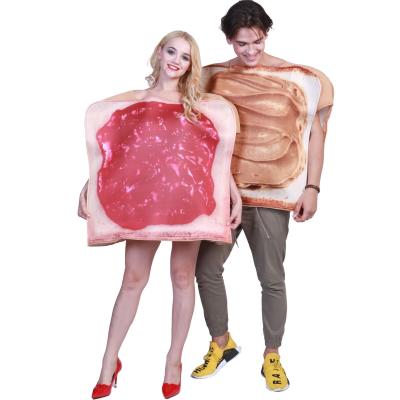 China Halloween Cosplay Carnival Party Jam Toast Couples Mascot Costume Adult Funny Jam Sandwich Sandwich Cosplay Costume for sale