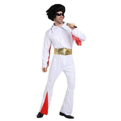 China Presley Cosplay Fancy Party Men's Adult Costume Cosplay Elves White Jumpsuit Halloween Costume TPM1458 for sale