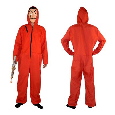 China Realistic Salvador Dali Costume Red Overalls La Casa De Papel Costume Polyester Halloween Costume Cosplay for sale