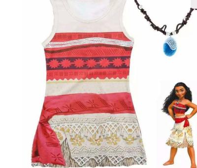 China Princess Costume Little Girls Cosplay Halloween Moana Cosplay Dress up for carnival fancy dress with necklace for sale