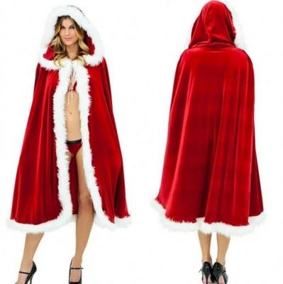 China Wholesale Cape Hooded Xmas Cloak Long Dress Christmas Santa Claus Cosplay Costumes Christmas Santa Claus Cosplay Costume for sale