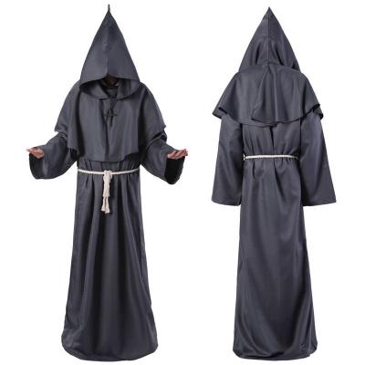 China Priest Robe cosplay costume Hooded Cloak Medieval Monk Robe Halloween Cosplay Monk Cloak Robes for Men for sale