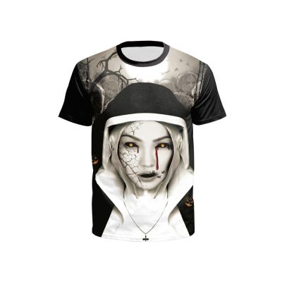 China Regular Custom 3D Printed Short Sleeve T Shirt Face Sublimation Summer Horrible T-shirt for sale