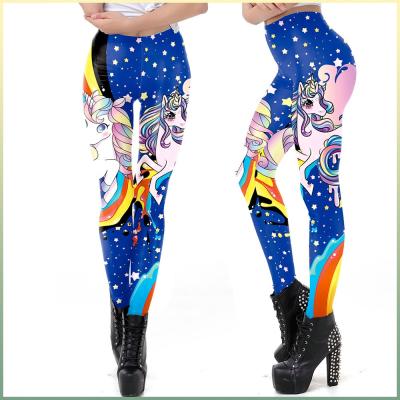 China 88% Polyester + 12% Spandex New Arrival Leggings 3D Unicorn Print Leggings High Waist Yoga Fitness Pants 2021 For Cool Girl Women for sale