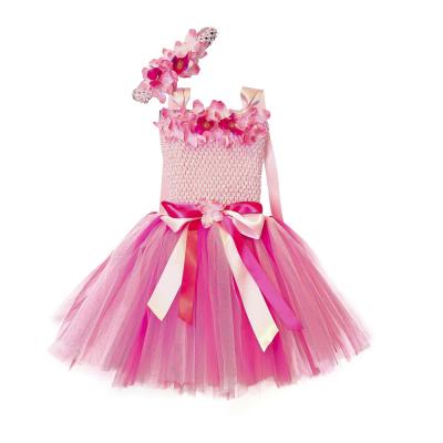 China Polyester Cute Girl Tulle Puffy Tutu Dress For Little Girls Summer Dress For Kid Flower Girl Fairy Dress Headband Set for sale