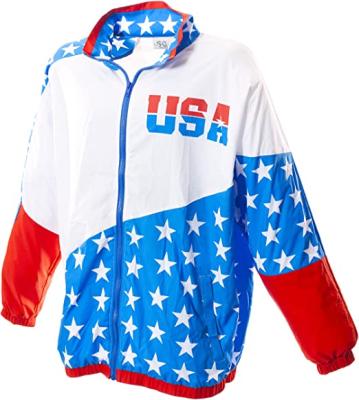 China Custom Made Polyester USA Flag Sublimation Mens Jackets Pullover Anorak Jacket For Men for sale