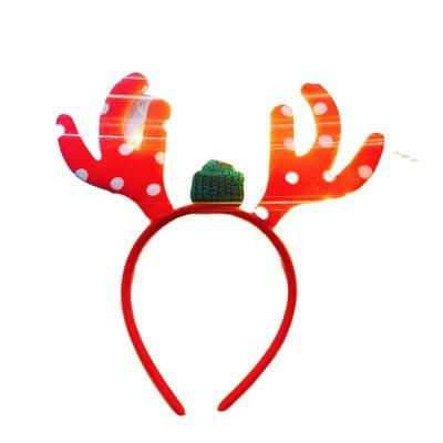 China Christamas Decoration LED Lights Christmas Reindeer Antlers Headband Deer Horn Headband with Mini Hat for sale