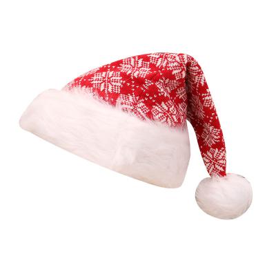 China Durable Christmas Knitted Santa Hat Christmas Winter Luxy Plush Striped Hat for sale