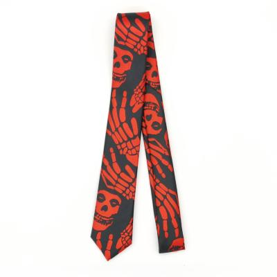 China Wholesale Bloody Printed Skeletons Silk Spider Skull Halloween Tie Ties Ties For Halloween Party for sale