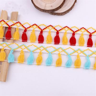 China Sewing Decorative Accessories 1yards Cotton Fringe Tassel Ribbon Elastic Trim Lace 1yards Stage Garment Ethnic Latin Curtain Sewing Accessories 1yards for sale