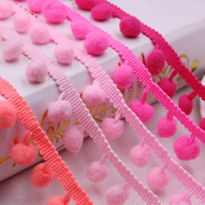 China Sewing Accessories 20yards 12mm Pom Pom Lace Trim Ball Pompom Bead Fringe Kintted Ribbon DIY Water Soluble Lace Craft Fabric DIY for sale