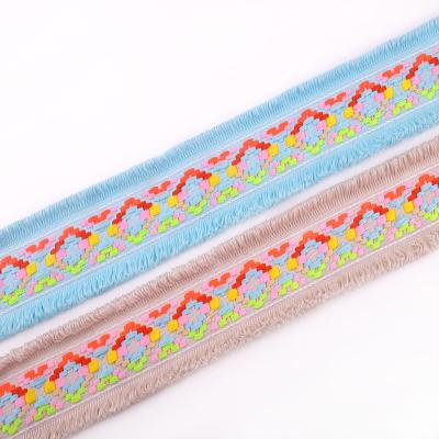 China New Water Soluble Tassel Fringe Jacquard Bilateral Straps Lace Up Collar Decorative Handwork Ribbon Trims DIY Accessories Tassel Sewing Lace for sale