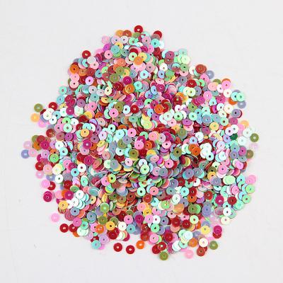 China Viable Hot Sale Garment Sequin Circle Shape Loose Sequin Bulk Round Hole Sequin For Crafts 4mm PVC AB Gold Colors Sequins for sale