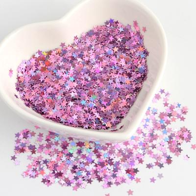 China Top Quality Multi Color Nail Art Glitter Loose Sequins For Crafts Nail Art Stickers 3mm PET Laser Five-poited Star Nail Sequin for sale