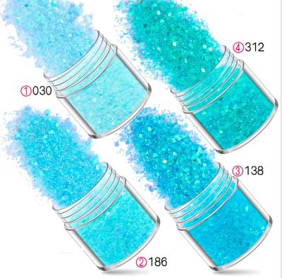 China Nail Art Holographic Fasion Fine Glitter Sprinkles Paillette Nail Decor Ice Blue Colors Series Multicolor Flakies Nail Sequin for sale