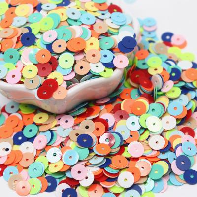 China High Quality Viable Solid Color 10g Sequin PVC Slice Round Flat 6mm Sequin With Loose Sequins Hole Sequin For Craft Sewing Supplies for sale